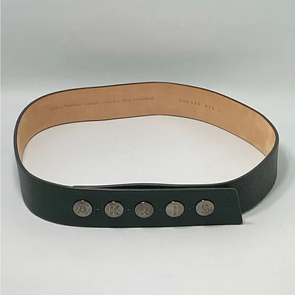 Akris Logo Press Stud Thin Leather Belt size 34(FR)